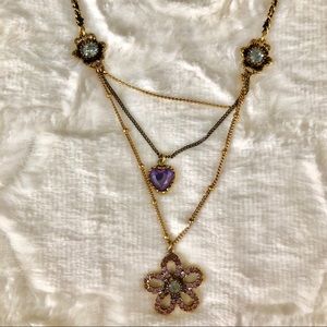 Betsey Johnson Layered Flower Necklace Gold